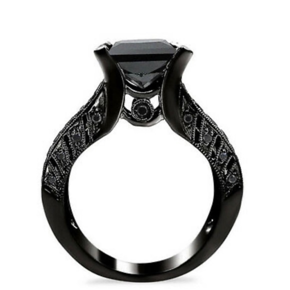 Black Sapphire Engagement Ring - Picture 2 of 4